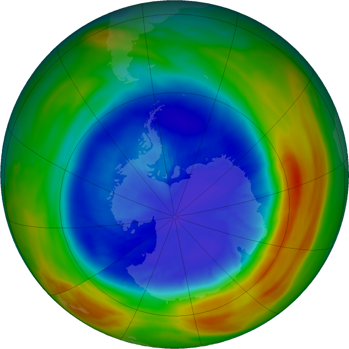 Antarctic ozone map for 09 September 2017